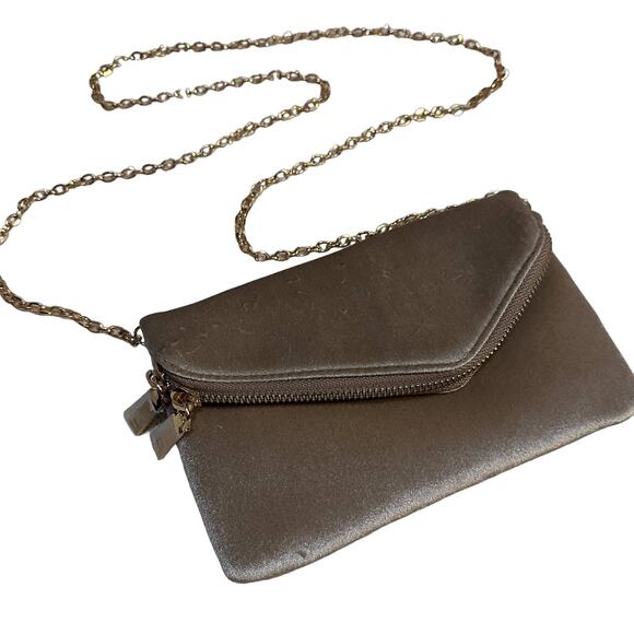 New! Urban Expressions Taupe Velvet Chain Clutch / Crossbody - Picture 1 of 9